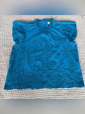 Jennifer & Grace Teal Swing Eyelet Top, Size M